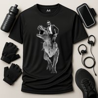 Abe Lincoln Riding A Dinosaur Cooling Performance Crew T-Shirt