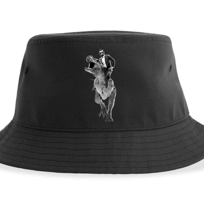 Abe Lincoln Riding A Dinosaur Sustainable Bucket Hat