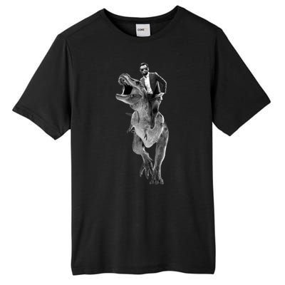 Abe Lincoln Riding A Dinosaur Tall Fusion ChromaSoft Performance T-Shirt