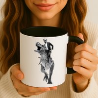 Abe Lincoln Riding A Dinosaur Mug