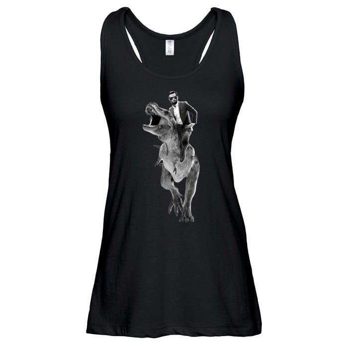 Abe Lincoln Riding A Dinosaur Ladies Essential Flowy Tank