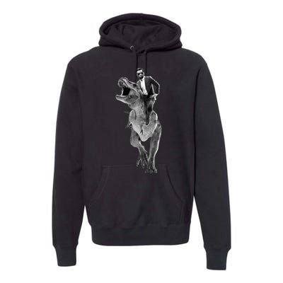 Abe Lincoln Riding A Dinosaur Premium Hoodie