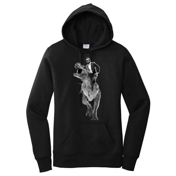 Abe Lincoln Riding A Dinosaur Women's Pullover Hoodie