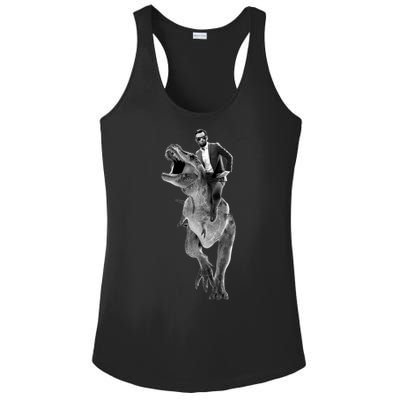 Abe Lincoln Riding A Dinosaur Ladies PosiCharge Competitor Racerback Tank