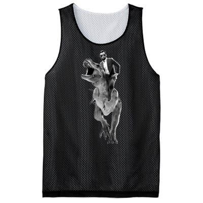 Abe Lincoln Riding A Dinosaur Mesh Reversible Basketball Jersey Tank