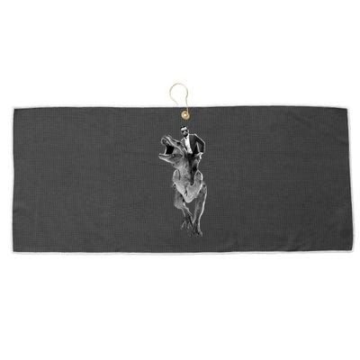 Abe Lincoln Riding A Dinosaur Large Microfiber Waffle Golf Towel