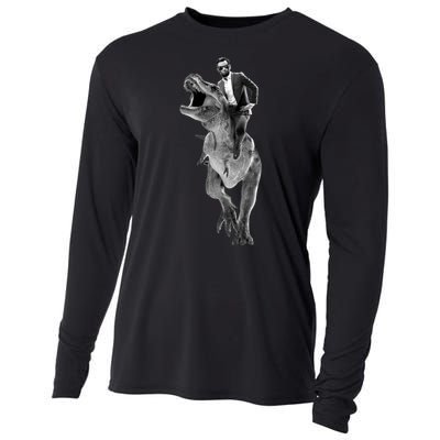 Abe Lincoln Riding A Dinosaur Cooling Performance Long Sleeve Crew