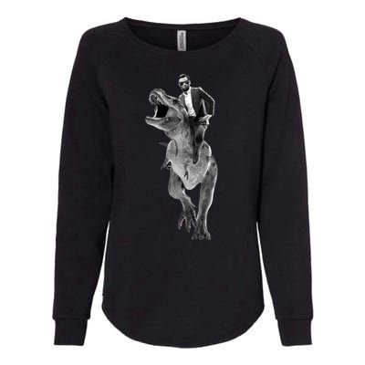 Abe Lincoln Riding A Dinosaur Womens California Wash Sweatshirt