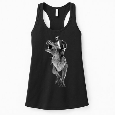 Abe Lincoln Riding A Dinosaur Womens Tank Top