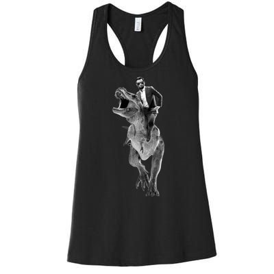 Abe Lincoln Riding A Dinosaur Women's Racerback Tank