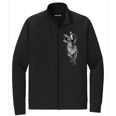 Abe Lincoln Riding A Dinosaur Stretch Full-Zip Cadet Jacket