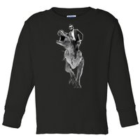 Abe Lincoln Riding A Dinosaur Toddler Long Sleeve Shirt