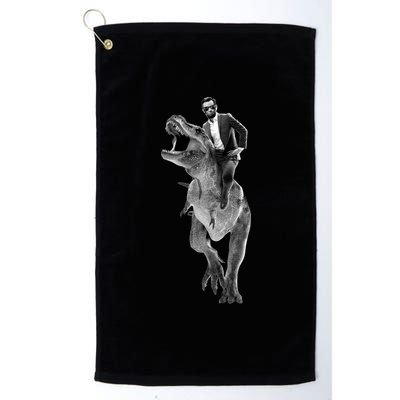 Abe Lincoln Riding A Dinosaur Platinum Collection Golf Towel