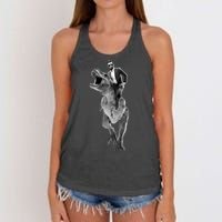 Abe Lincoln Riding A Dinosaur Women's Knotted Racerback Tank