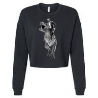 Abe Lincoln Riding A Dinosaur Cropped Pullover Crew