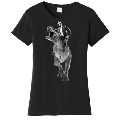 Abe Lincoln Riding A Dinosaur Women's T-Shirt