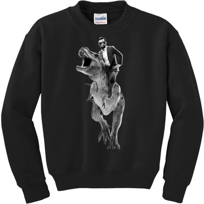 Abe Lincoln Riding A Dinosaur Kids Sweatshirt