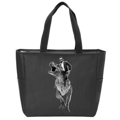 Abe Lincoln Riding A Dinosaur Zip Tote Bag