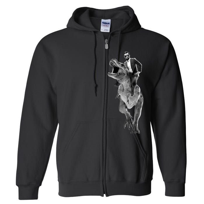 Abe Lincoln Riding A Dinosaur Full Zip Hoodie