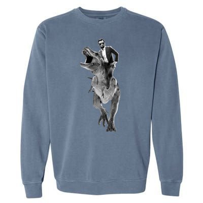 Abe Lincoln Riding A Dinosaur Garment-Dyed Sweatshirt