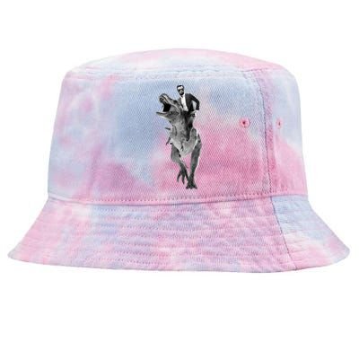 Abe Lincoln Riding A Dinosaur Tie-Dyed Bucket Hat