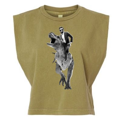 Abe Lincoln Riding A Dinosaur Garment-Dyed Women's Muscle Tee