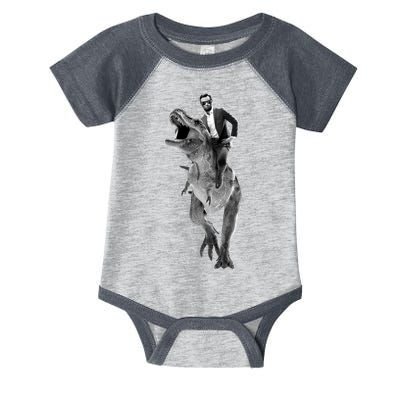 Abe Lincoln Riding A Dinosaur Infant Baby Jersey Bodysuit