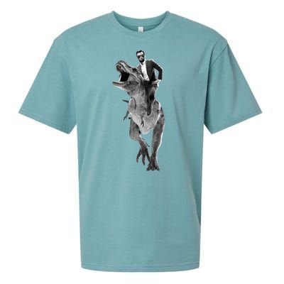 Abe Lincoln Riding A Dinosaur Sueded Cloud Jersey T-Shirt