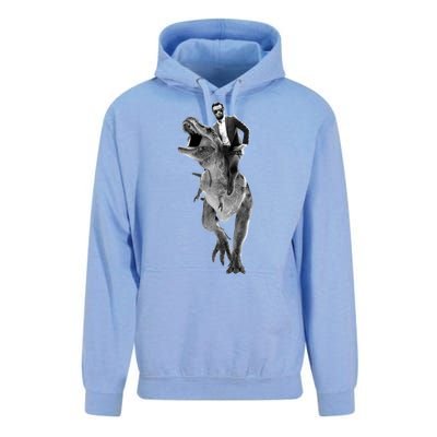 Abe Lincoln Riding A Dinosaur Unisex Surf Hoodie