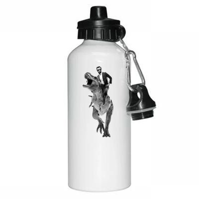 Abe Lincoln Riding A Dinosaur Aluminum Water Bottle