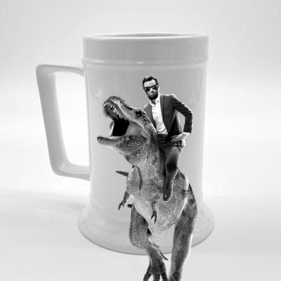 Abe Lincoln Riding A Dinosaur Beer Stein