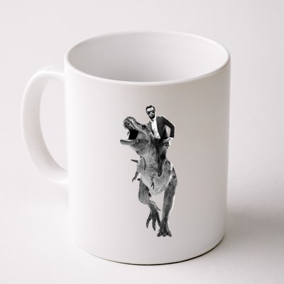 Abe Lincoln Riding A Dinosaur Coffee Mug