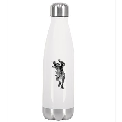 Abe Lincoln Riding A Dinosaur Stainless Steel Insulated Water Bottle