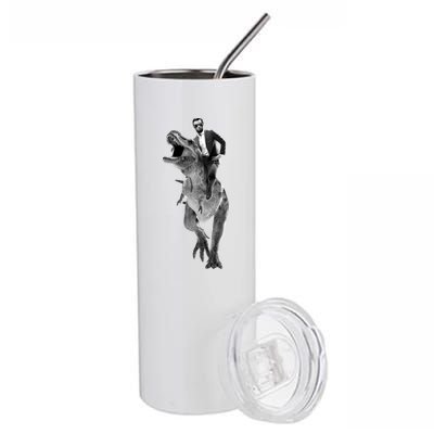 Abe Lincoln Riding A Dinosaur Stainless Steel Tumbler