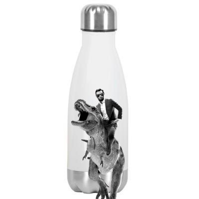 Abe Lincoln Riding A Dinosaur Stainless Steel Insulated Water Bottle