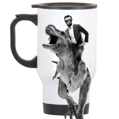 Abe Lincoln Riding A Dinosaur Stainless Steel Travel Mug