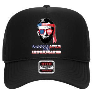 Abe Lincoln Vaccinated & Intoxicated High Crown Mesh Back Trucker Hat