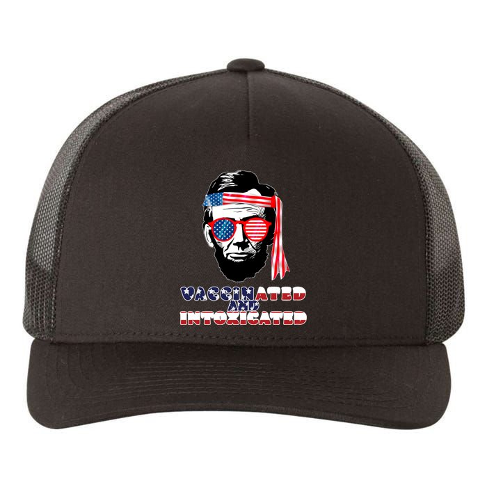 Abe Lincoln Vaccinated & Intoxicated Yupoong Adult 5-Panel Trucker Hat