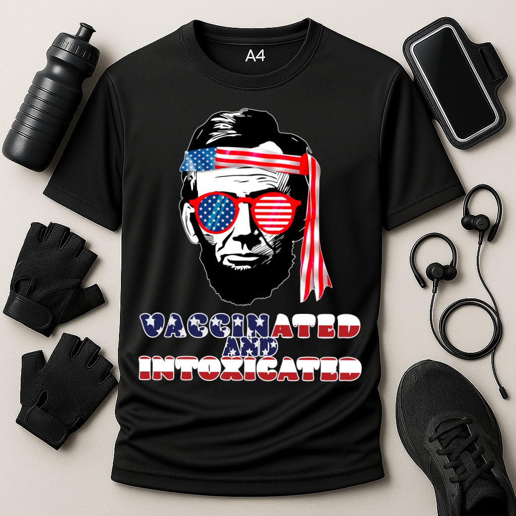 Abe Lincoln Vaccinated & Intoxicated Cooling Performance Crew T-Shirt
