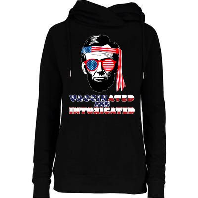 Abe Lincoln Vaccinated & Intoxicated Womens Funnel Neck Pullover Hood