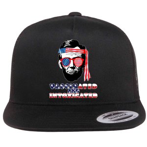 Abe Lincoln Vaccinated & Intoxicated Flat Bill Trucker Hat