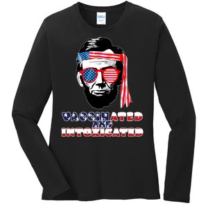 Abe Lincoln Vaccinated & Intoxicated Ladies Long Sleeve Shirt