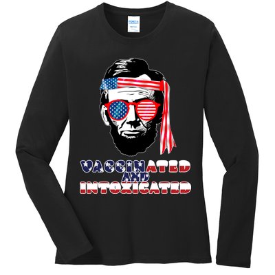 Abe Lincoln Vaccinated & Intoxicated Ladies Long Sleeve Shirt