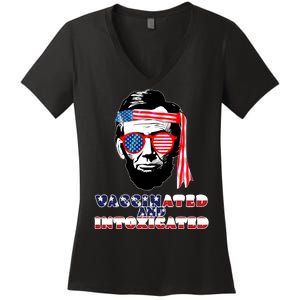 Abe Lincoln Vaccinated & Intoxicated Women's V-Neck T-Shirt