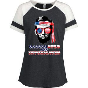 Abe Lincoln Vaccinated & Intoxicated Enza Ladies Jersey Colorblock Tee