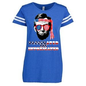 Abe Lincoln Vaccinated & Intoxicated Enza Ladies Jersey Football T-Shirt