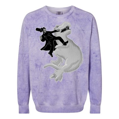 Abe Vs T-Rex Colorblast Crewneck Sweatshirt