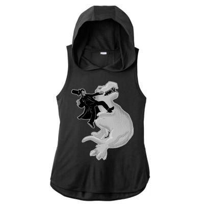 Abe Vs T-Rex Ladies PosiCharge Tri-Blend Wicking Draft Hoodie Tank