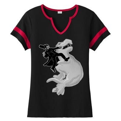 Abe Vs T-Rex Ladies Halftime Notch Neck Tee