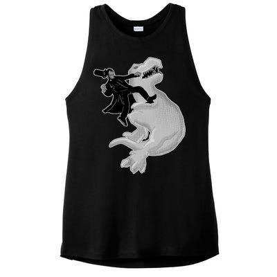 Abe Vs T-Rex Ladies PosiCharge Tri-Blend Wicking Tank